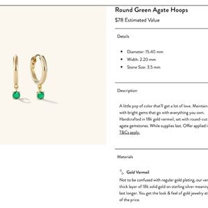 Mejuri Round Green Agate Hoops